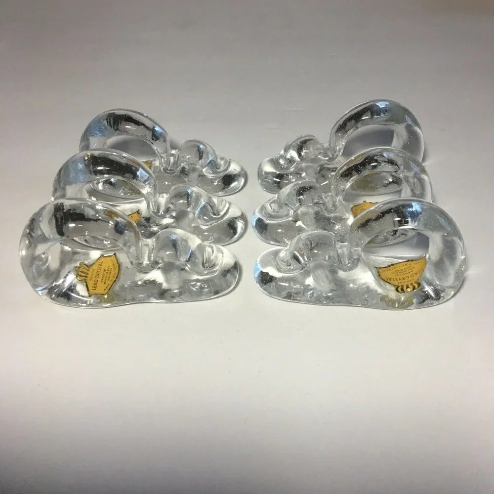 Vintage Lead Crystal Napkin Rings 24% PBO W Germany 6 Holders Glas Von Marion